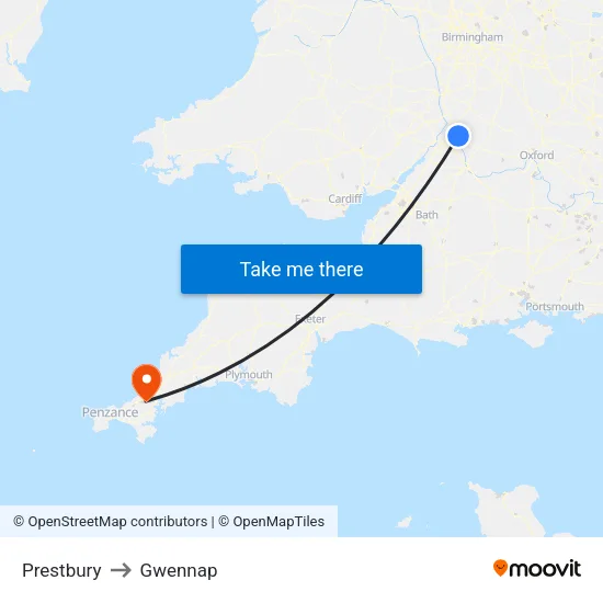 Prestbury to Gwennap map