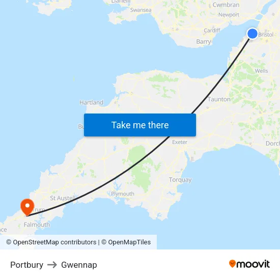 Portbury to Gwennap map
