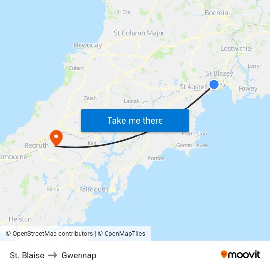 St. Blaise to Gwennap map