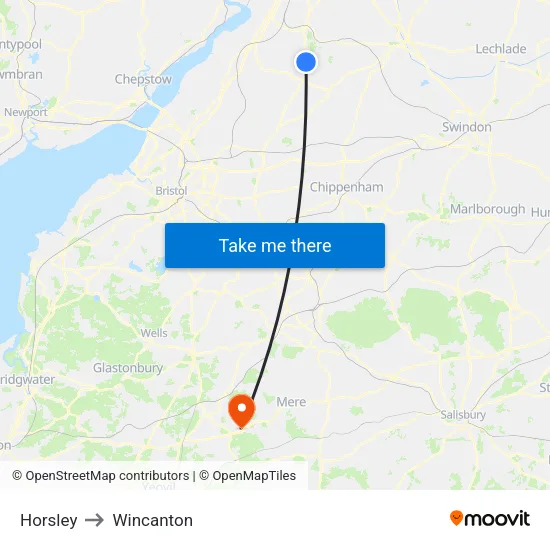 Horsley to Wincanton map