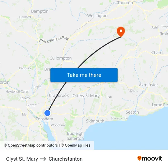 Clyst St. Mary to Churchstanton map