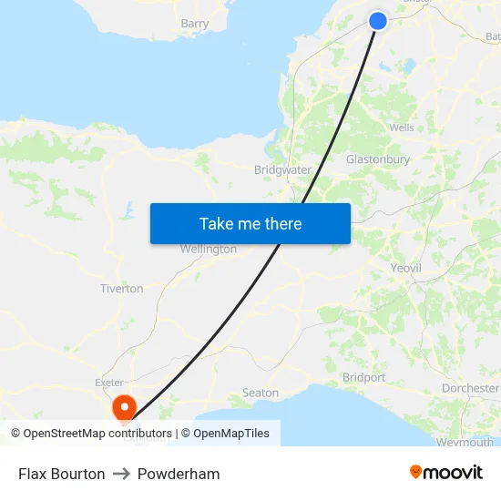 Flax Bourton to Powderham map
