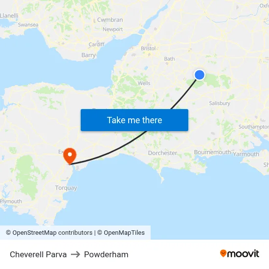 Cheverell Parva to Powderham map
