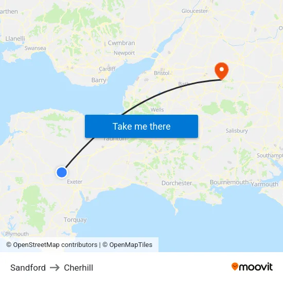 Sandford to Cherhill map