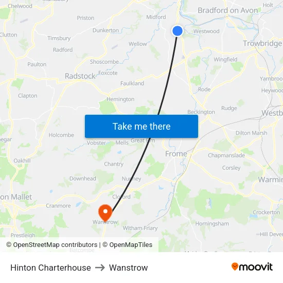 Hinton Charterhouse to Wanstrow map