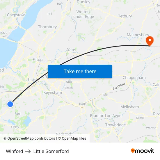 Winford to Little Somerford map