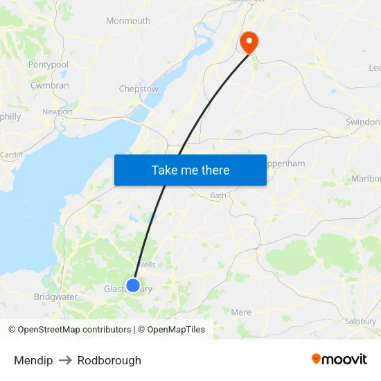 Mendip to Rodborough map