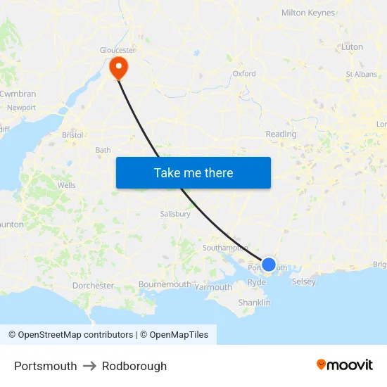 Portsmouth to Rodborough map