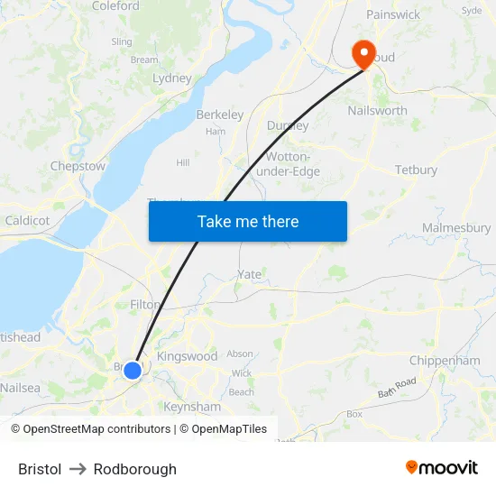 Bristol to Rodborough map