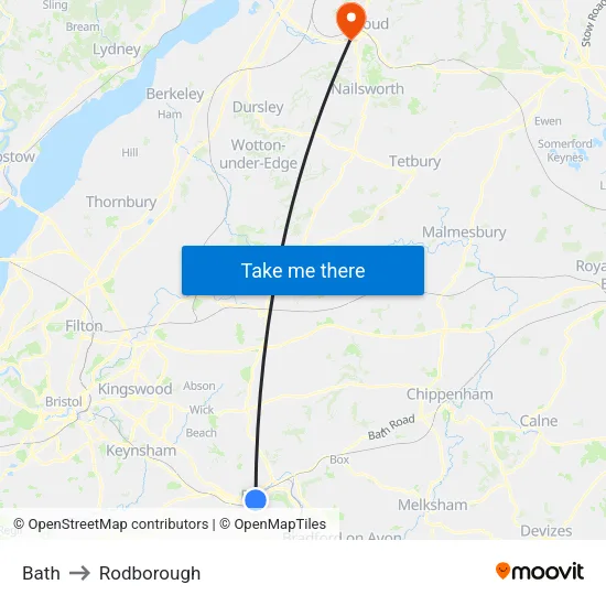 Bath to Rodborough map