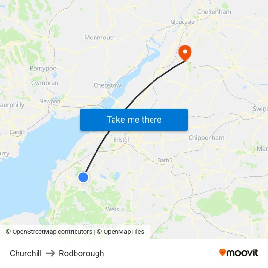Churchill to Rodborough map