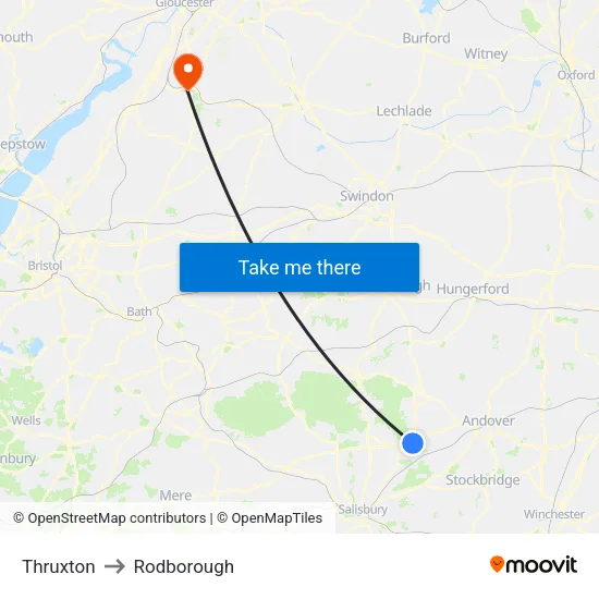 Thruxton to Rodborough map
