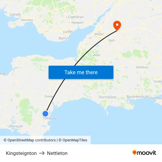 Kingsteignton to Nettleton map