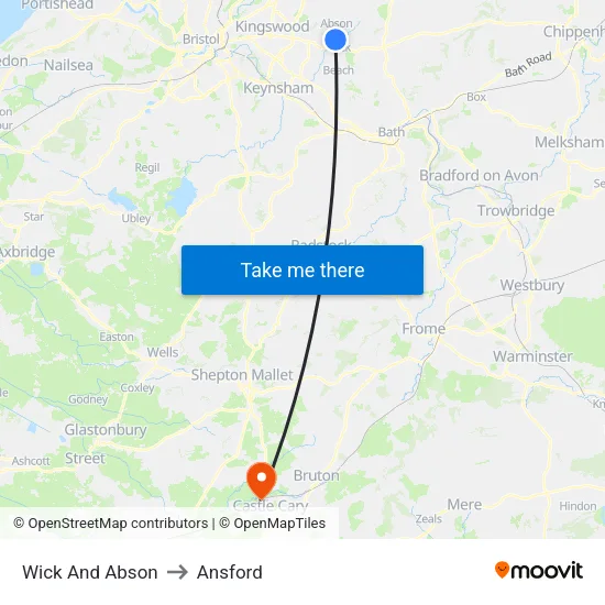 Wick And Abson to Ansford map