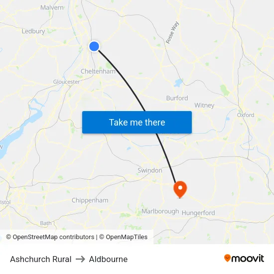 Ashchurch Rural to Aldbourne map