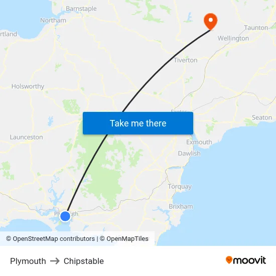 Plymouth to Chipstable map