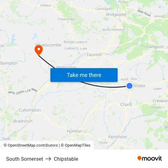 South Somerset to Chipstable map