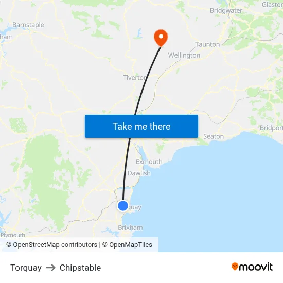 Torquay to Chipstable map