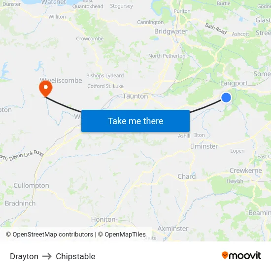 Drayton to Chipstable map
