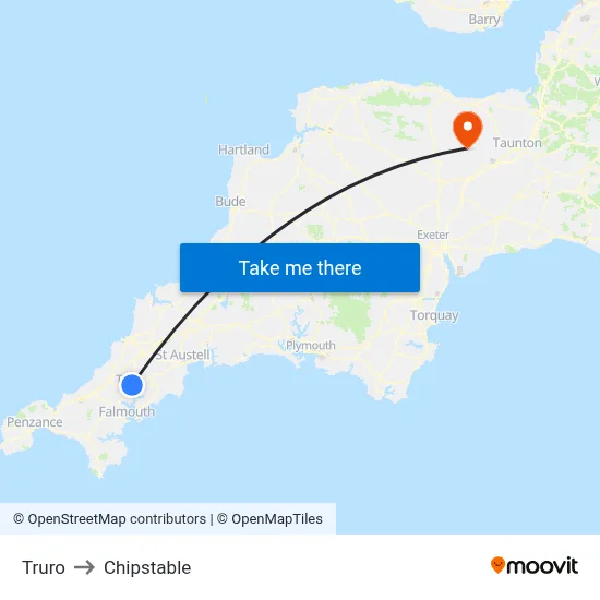 Truro to Chipstable map