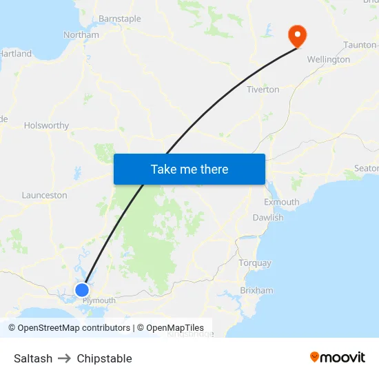 Saltash to Chipstable map