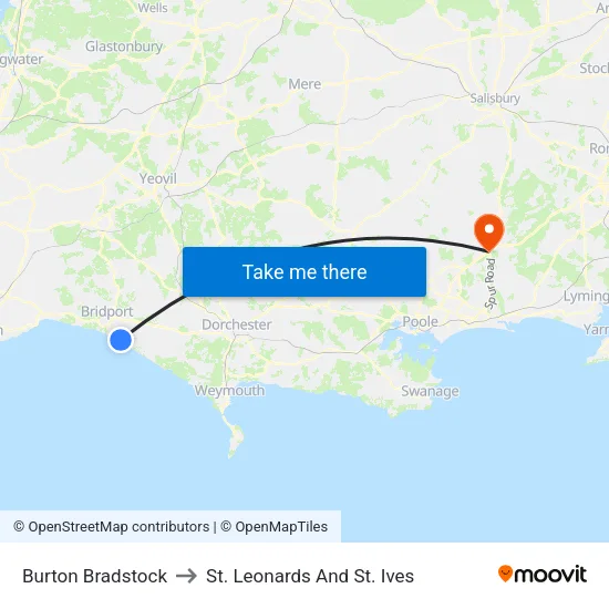 Burton Bradstock to St. Leonards And St. Ives map