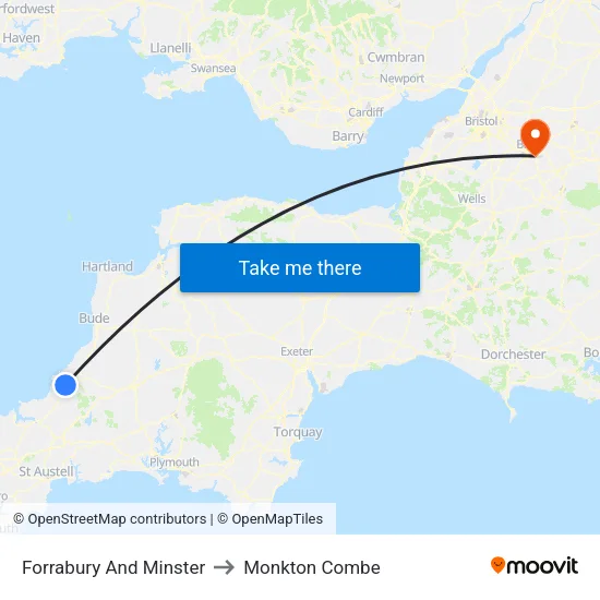 Forrabury And Minster to Monkton Combe map