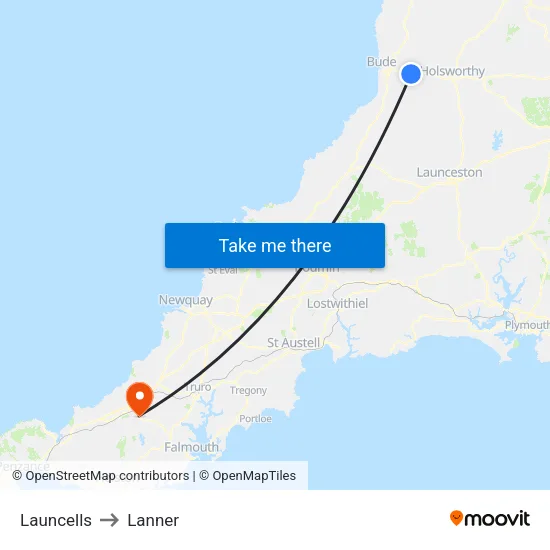 Launcells to Lanner map