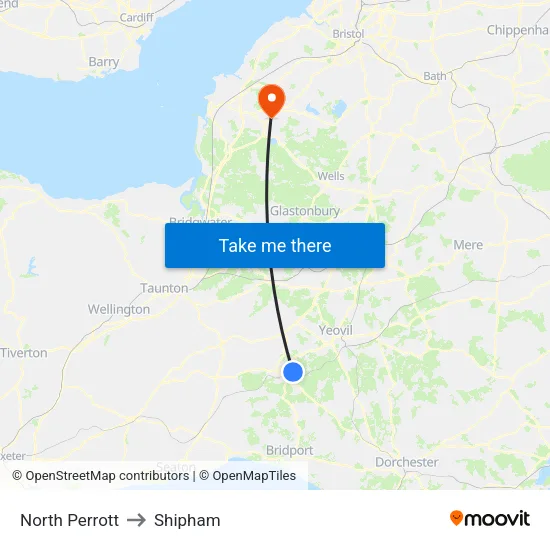 North Perrott to Shipham map