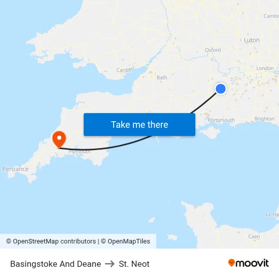 Basingstoke And Deane to St. Neot map