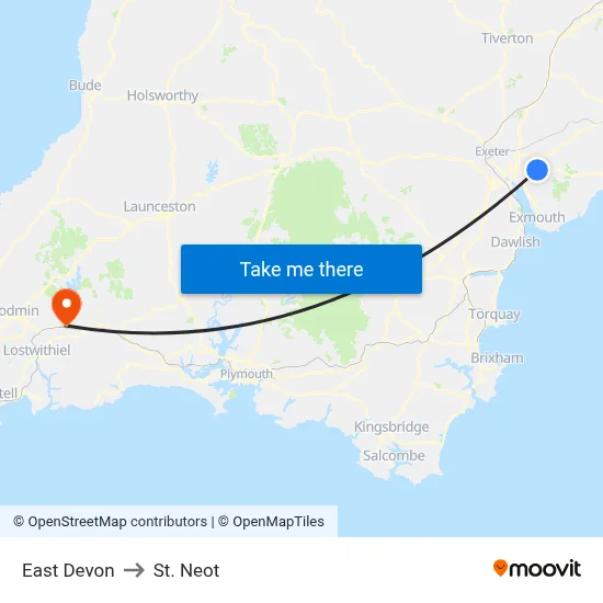 East Devon to St. Neot map