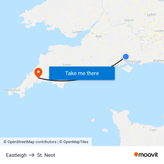 Eastleigh to St. Neot map