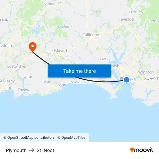 Plymouth to St. Neot map