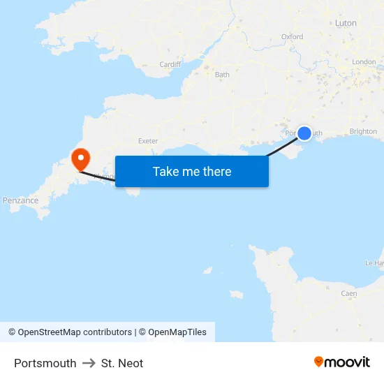 Portsmouth to St. Neot map