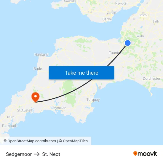 Sedgemoor to St. Neot map