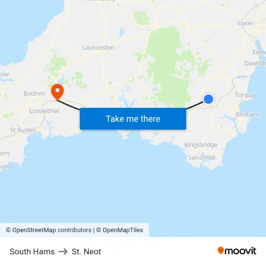 South Hams to St. Neot map
