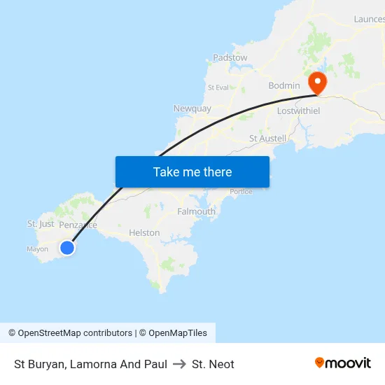 St Buryan, Lamorna And Paul to St. Neot map
