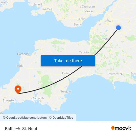 Bath to St. Neot map