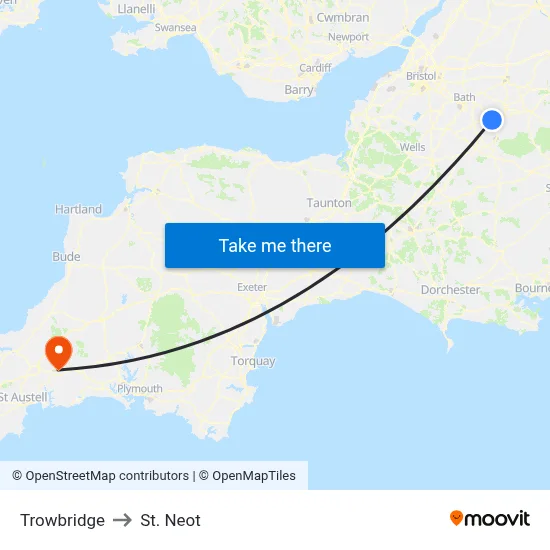 Trowbridge to St. Neot map