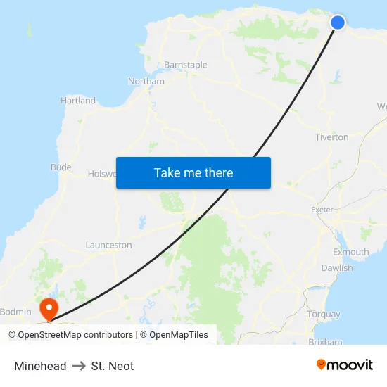 Minehead to St. Neot map