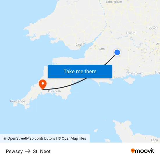 Pewsey to St. Neot map