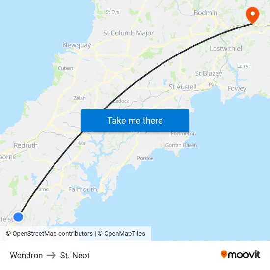 Wendron to St. Neot map