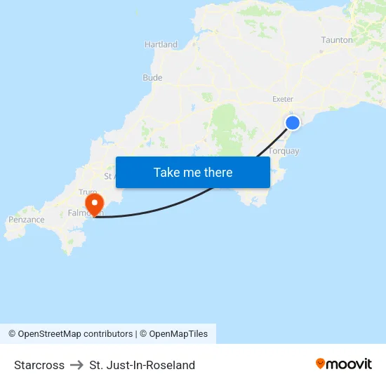 Starcross to St. Just-In-Roseland map