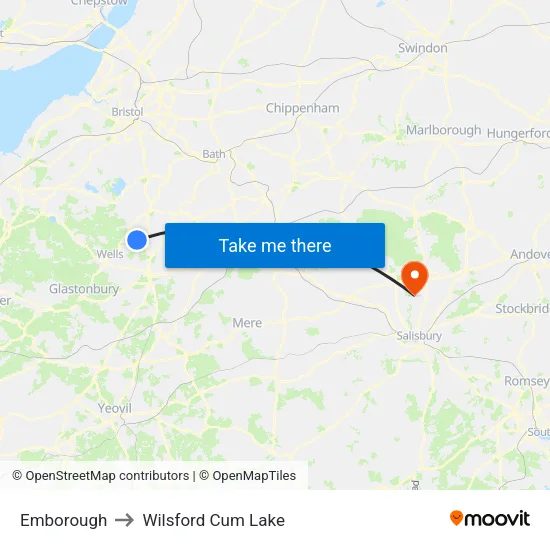 Emborough to Wilsford Cum Lake map