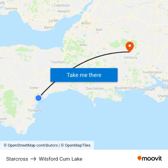 Starcross to Wilsford Cum Lake map