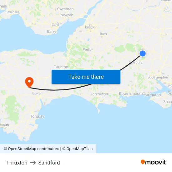 Thruxton to Sandford map
