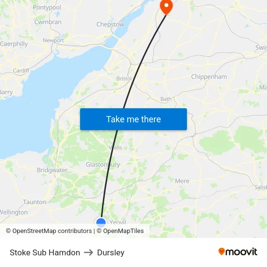 Stoke Sub Hamdon to Dursley map