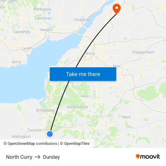 North Curry to Dursley map
