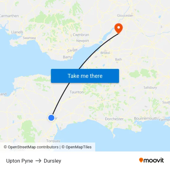 Upton Pyne to Dursley map