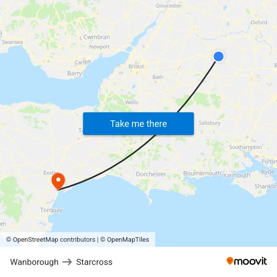 Wanborough to Starcross map